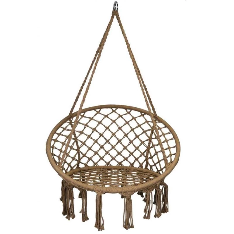 Leisure Swing Cotton Rope Hanging Chair, Bedroom Hammock Seat Chair for Patio Porch Patio Garden