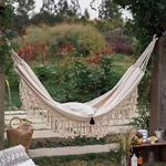 Cotton Hammock with Tassel Garden Patio Swing Bed Outdoor Hanging Hamac