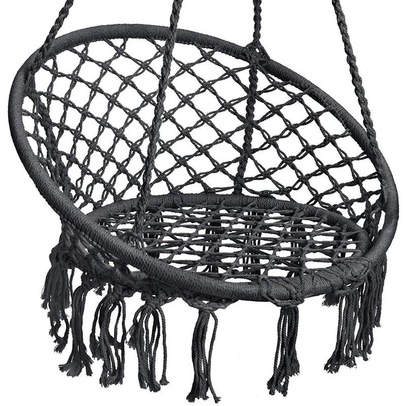 Hammock Chair Macrame Swing Hanging Cotton Rope Swing Chair Hand Woven